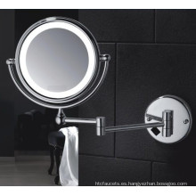 Hotel Wall Mount doble cara LED iluminado baño espejo de afeitar con lupa para baño